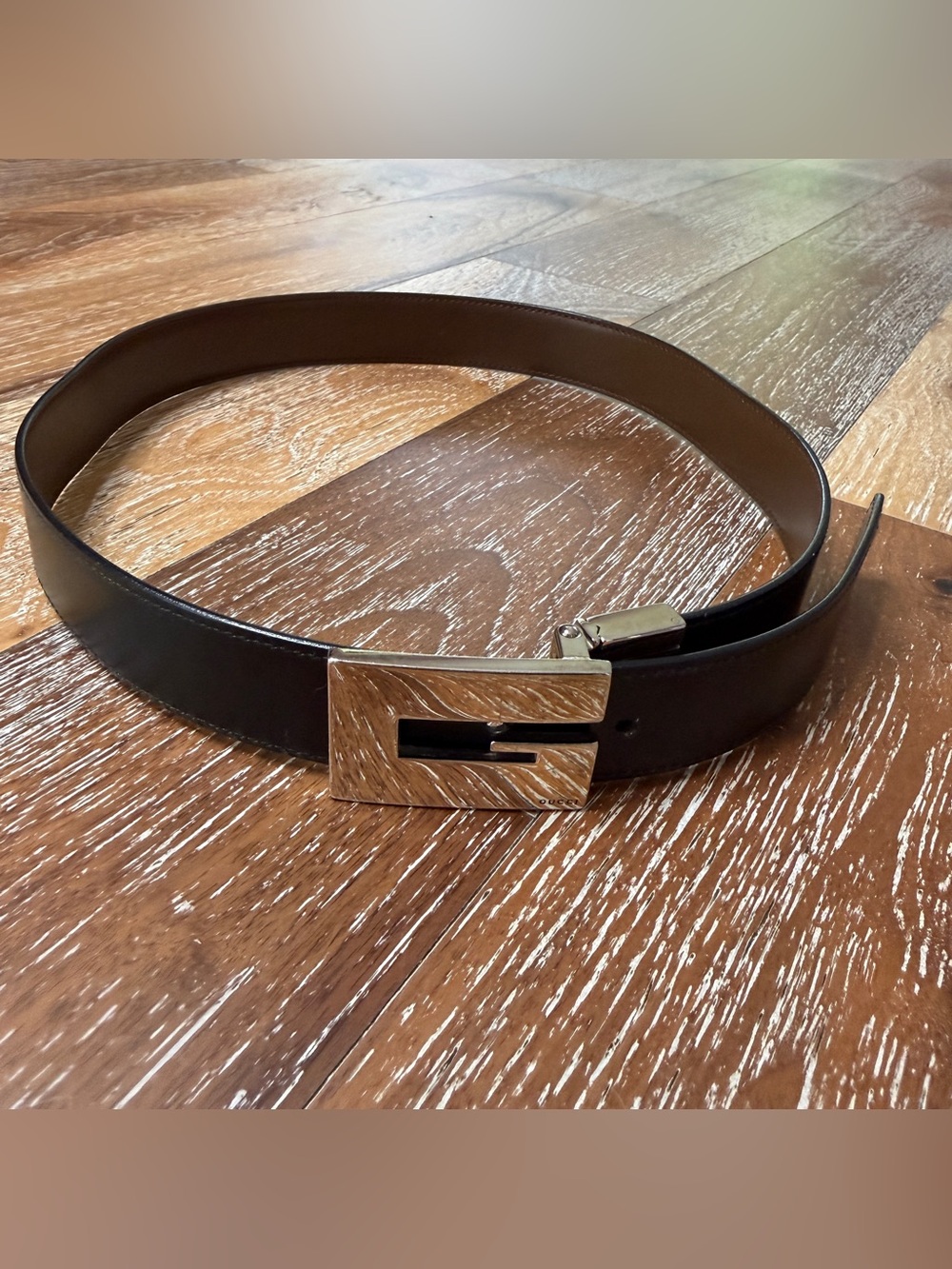 Gucci Reversible Brown Black Leather Belt w/ Silver G Buckle Women’s Small 75.30 - Picture 5 of 11